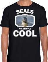 Dieren zeehonden t-shirt zwart heren - seals are serious cool shirt - cadeau t-shirt grijze zeehond/ zeehonden liefhebber XL