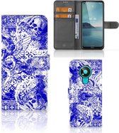 Book Style Case Nokia 3.4 Smartphone Hoesje Angel Skull Blue