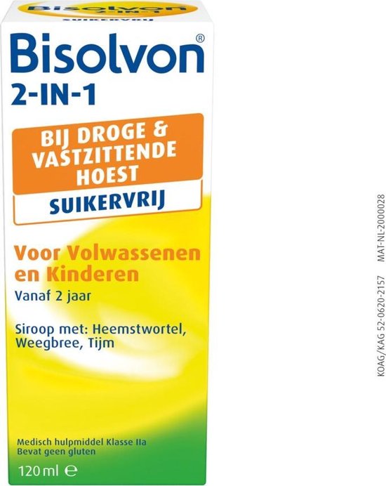 Bisolvon Drank 2-in-1 suikervrij (120ml)