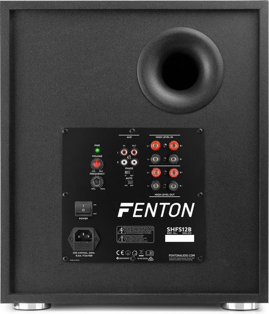 Actieve subwoofer - Fenton SHFS12B actieve subwoofer ter uitbreiding van je stereo set - 12 inch - 400W - Ingebouwde klasse-D versterker - Fenton