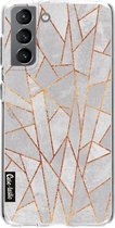 Casetastic Samsung Galaxy S21 4G/5G Hoesje - Softcover Hoesje met Design - Shattered Concrete Print