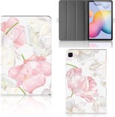 Hoesje maken Geschikt voor Samsung Galaxy Tab S6 Lite | Tab S6 Lite 2022 Cover met Magneetsluiting Mooie Bloemen