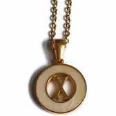 Aramat jewels -ketting-letter x- chirurgisch staal -schelp- wit - goudkleurig-45cm - dames- rond