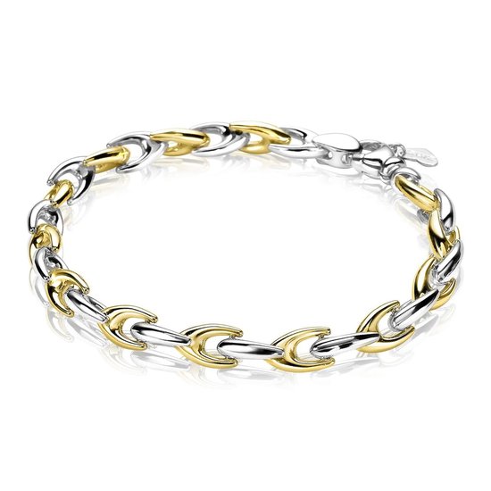 Bracelet lien argent ZINZI plaqué or jaune 6.4mm large 20cm ZIA1641BG