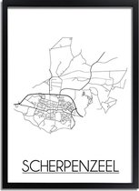 Scherpenzeel Plattegrond poster A3 + fotolijst zwart (29,7x42cm) DesignClaud