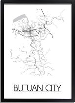 Butuan City Plattegrond poster A4 + fotolijst zwart (21x29,7cm) - DesignClaud