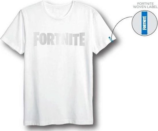 Fortnite - T-shirt avec logo blanc sur blanc - L