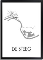 De Steeg Plattegrond poster A4 + Fotolijst Zwart (21x29,7cm) - DesignClaud