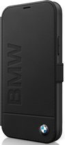 iPhone 12 Mini Bookcase hoesje - BMW - Effen Zwart - Leer