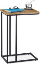Relaxdays bijzettafel industrieel - klein tafeltje - woonkamer - metalen frame - u-vorm