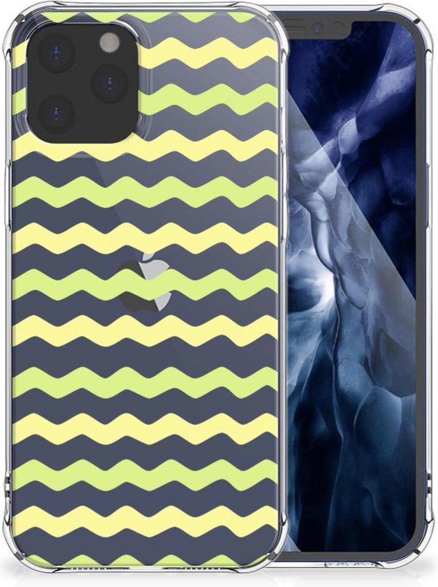 iPhone 12 Pro Max Doorzichtige Silicone Hoesje Waves Yellow