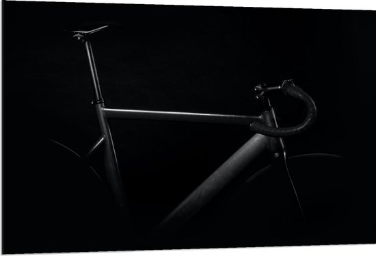Dibond - Donkere Sportfiets (zwart/wit) - 120x80cm Foto op Aluminium (Wanddecoratie van metaal)