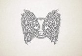 Line Art - Hond - Papillon - S - 45x53cm - Wit - geometrische wanddecoratie