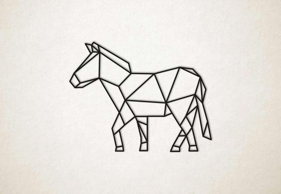Line Art - Paard 1 - M - 60x77cm - Zwart - geometrische wanddecoratie
