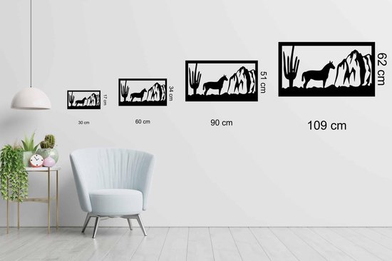 Décoration murale - Panneau mural - cheval sauvage - XS - 17x30cm - Contreplaqué - décoration murale - Line Art