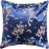 Fine Asianliving Chinese Kussenhoes Navy Draken 45x45cm Zonder Katoen Vulling