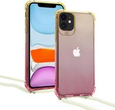 ShieldCase Hoesje met koord geschikt voor Apple iPhone 12 Mini - 5.4 inch - geel/roze