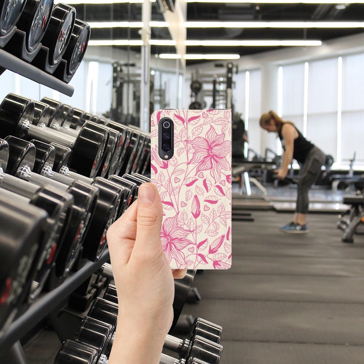 Xiaomi Mi 9 Smart Cover Pink Flowers