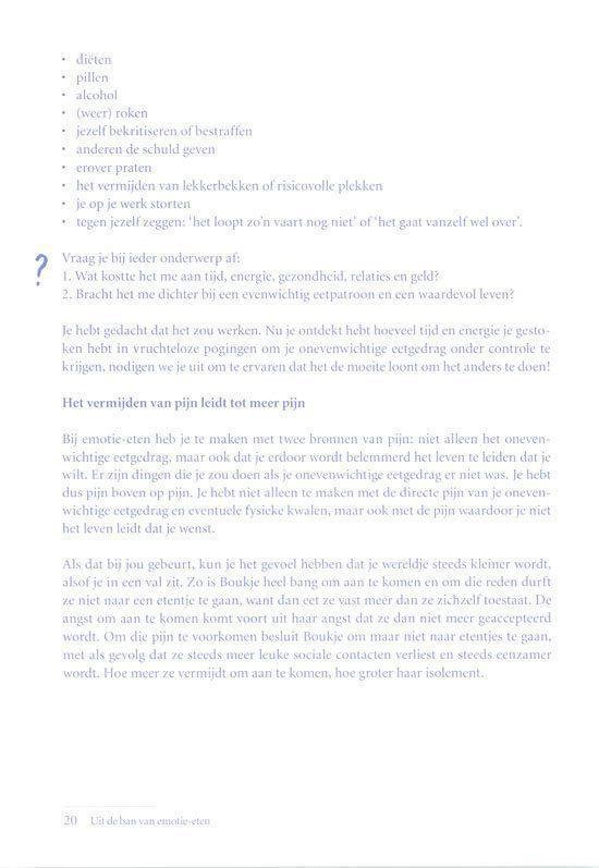 Pagina met tekst, deel van 'Uit de ban van emotie-eten'.