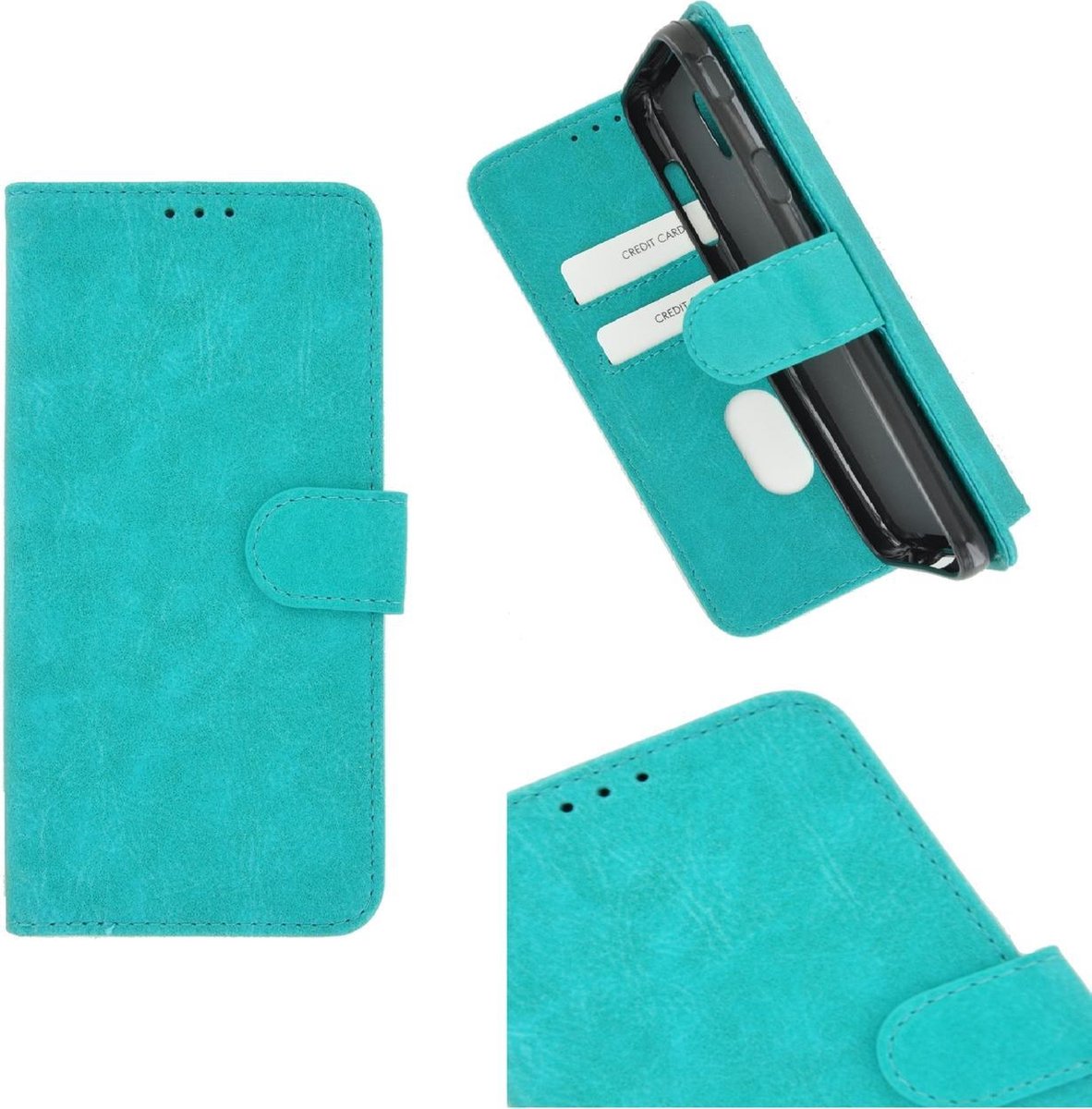 Pearlycase Hoes Wallet Book Case Turquoise Geschikt voor Apple iPhone 11 Pro