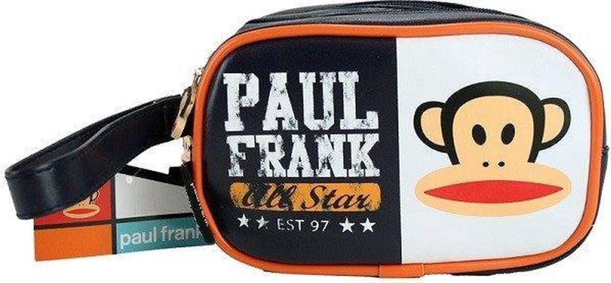 Paul Frank toilettas zwart 2-vaks met 2 ritsen en hengsel