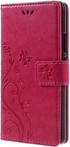 Bloemen Book Case - Huawei P9 Lite Hoesje - Roze