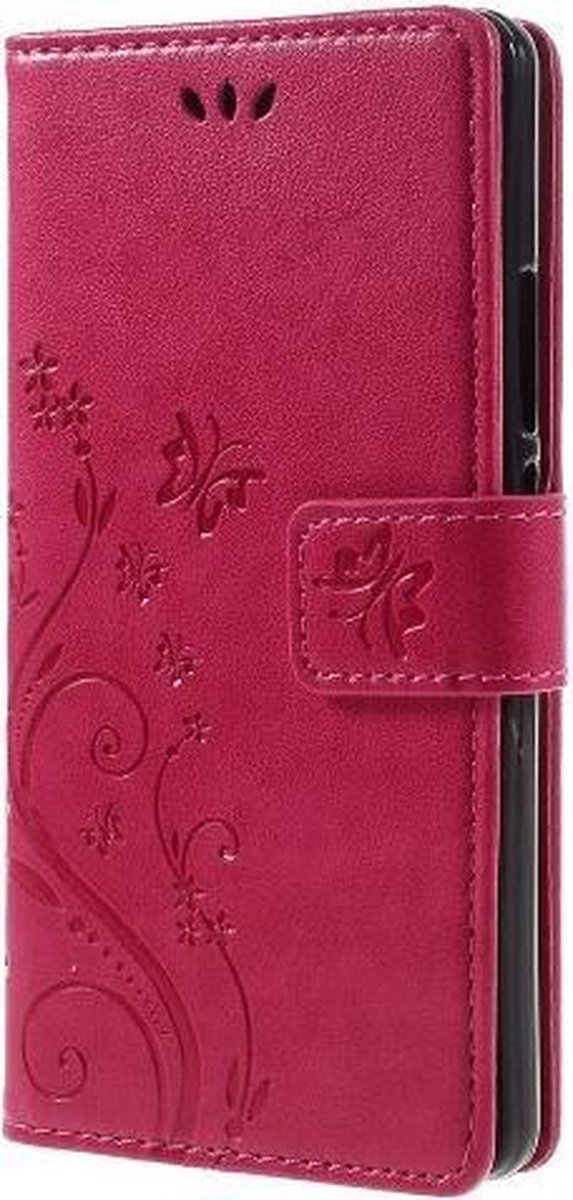 Bloemen & Vlinders Book Case - Geschikt voor Huawei P9 Lite Hoesje - Roze