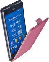 Premium Roze Sony Xperia Z3 Lederen Flip case Flip case hoesje