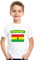 T-shirt met Ghanese vlag wit kinderen L (146-152)