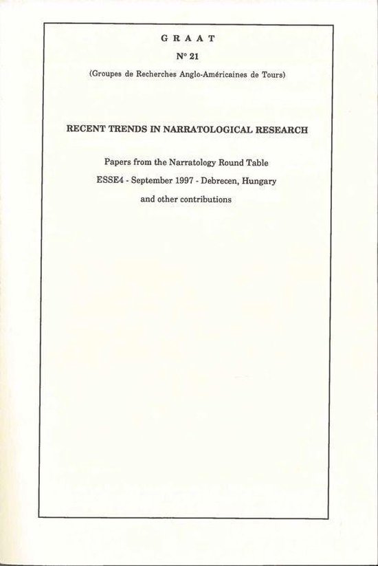 GRAAT - Recent Trends in Narratological Research