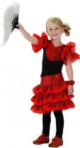 Spaanse jurk rood voor meisjes 6-8 jaar (M)