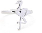 Ring met Flamingo - Metaal - One Size - Zilverkleurig - Musthaves