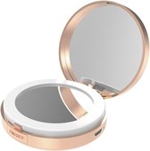 Ronde Make-Up Spiegel Met 3 kleuren LED oplaadbaar - Make Up Spiegel Oplaadbaar Met LED