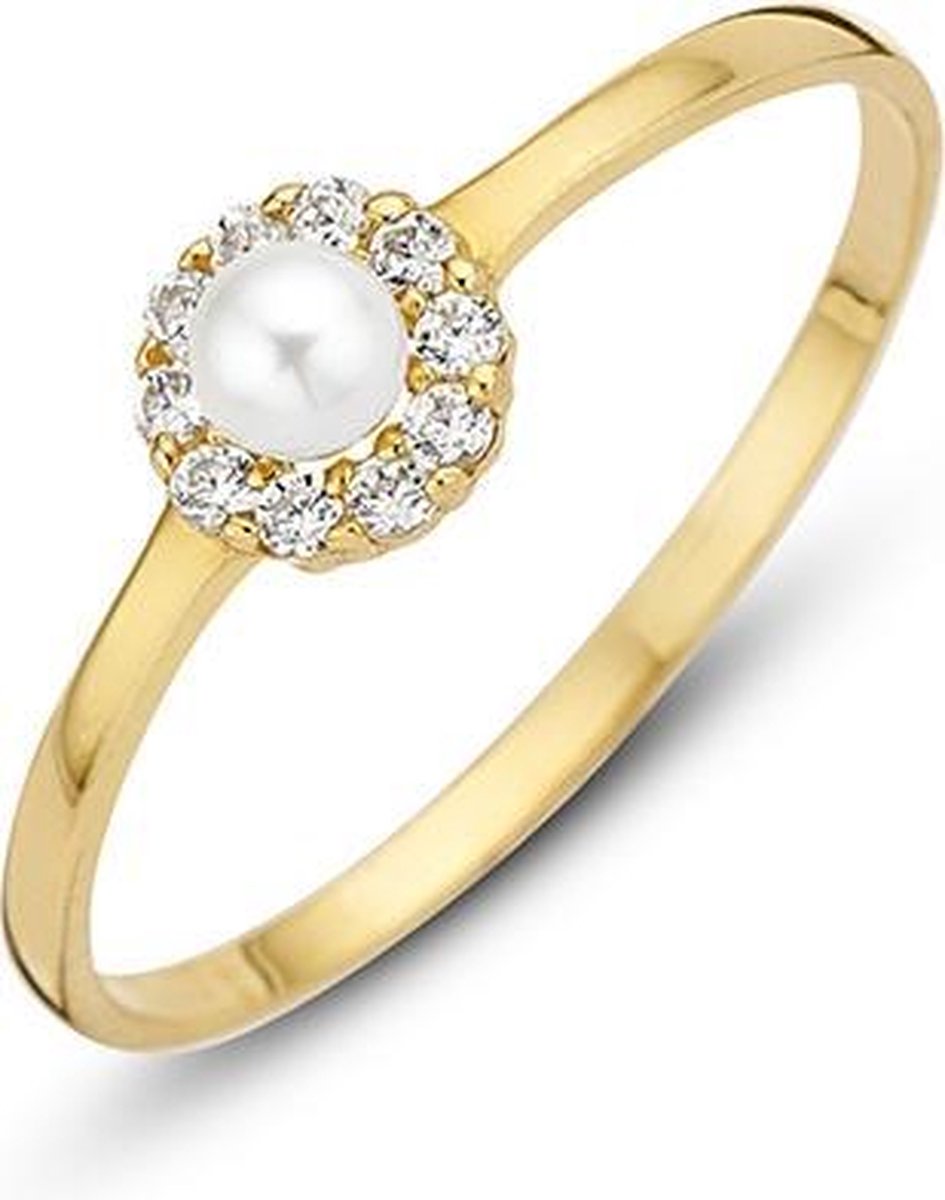 New Bling Goud 9NBG-0020-56 Dames Parel Zirkonia Entourage Ring - 3mm - Maat 56 - Goud