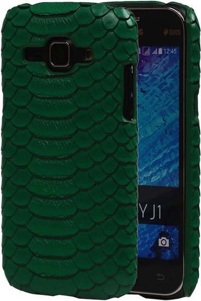 Groen Slang Hardcase Backcover Samsung Galaxy J1 Hoesje