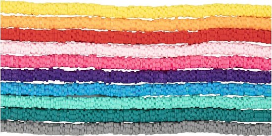 Klei kralen, d: 5-6 mm, gatgrootte 2 mm, 10x145 stuks, diverse kleuren