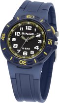 Sinar Analoog Horloge 38 mm 100 meter blauw / geel - XB-20-2