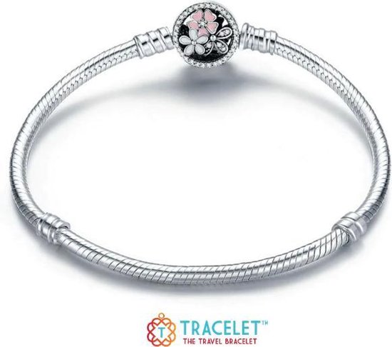 Bedelarmband Zilver met bloemsluiting | Armband | Reizen | Bedels charms Beads | 925 Sterling Silver | Geschikt voor Pandora | Tracelet|