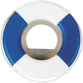 Reddingsboei flessenopener - Blauw en Wit - Diameter 7 cm