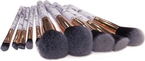 Marble brushes set van 10 kwasten - rose gold & white | SkinCare by K - SkinCare by K