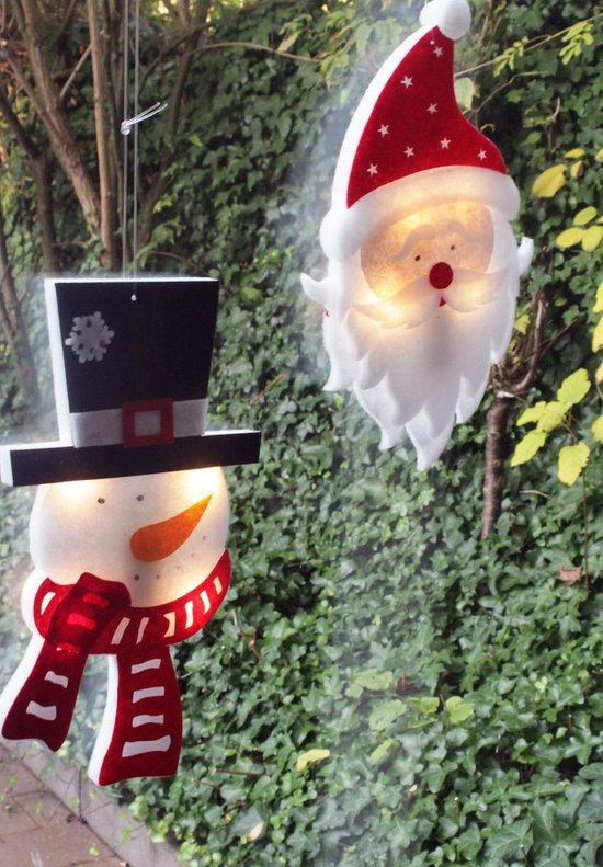 Kerstman en sneeuwman met ledlampjes |kerstdecoratie kinderkamer | Kerst  LED figuur |... | bol.com