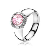 ZINZI zilveren ring rond roze ZIR1244R