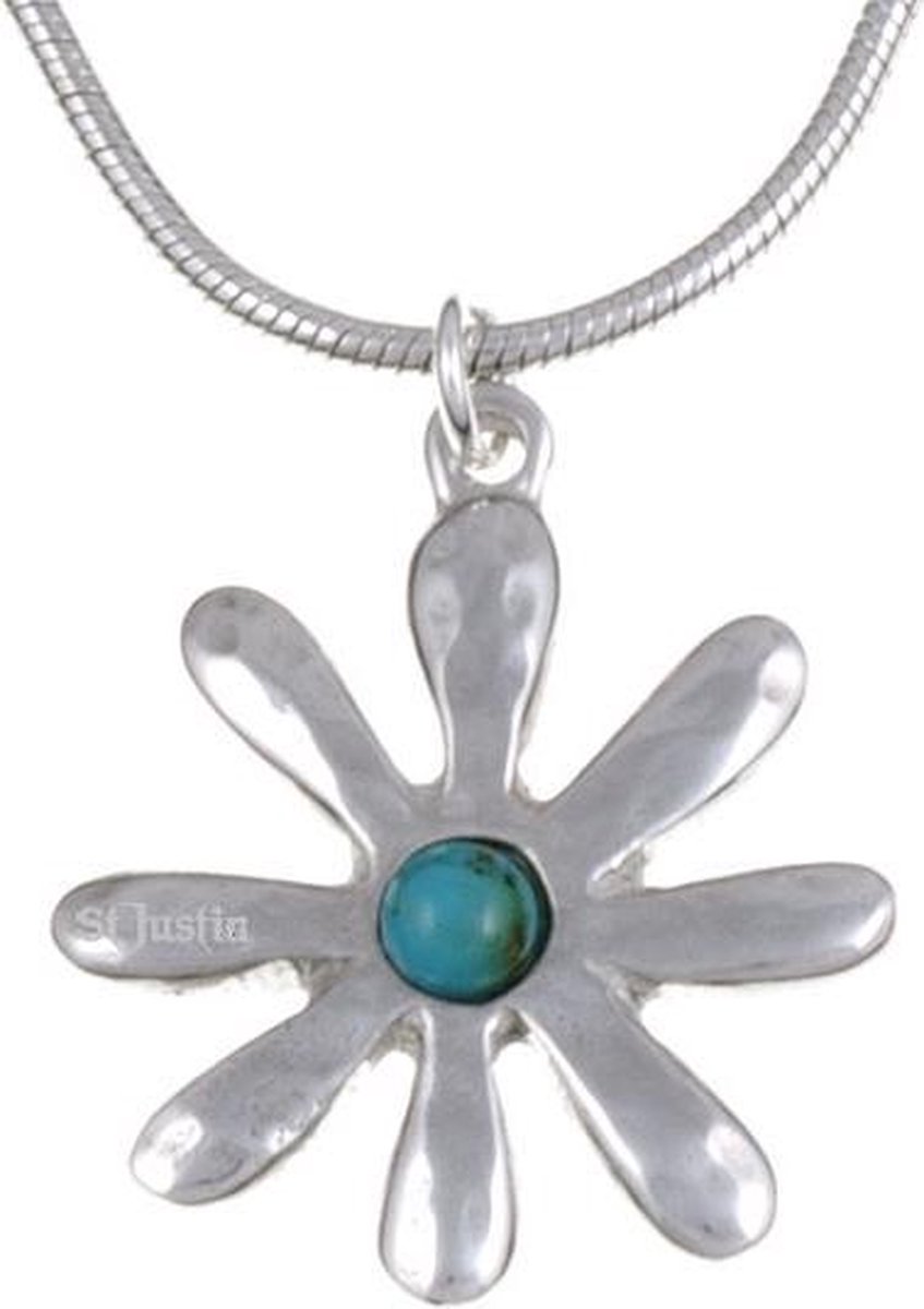 Dahlia hanger kleine met Turqoise steen