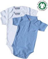 Link Kidswear Jongens 3-pack Romper GOTS - Wit En Babyblauw - Maat 62/68