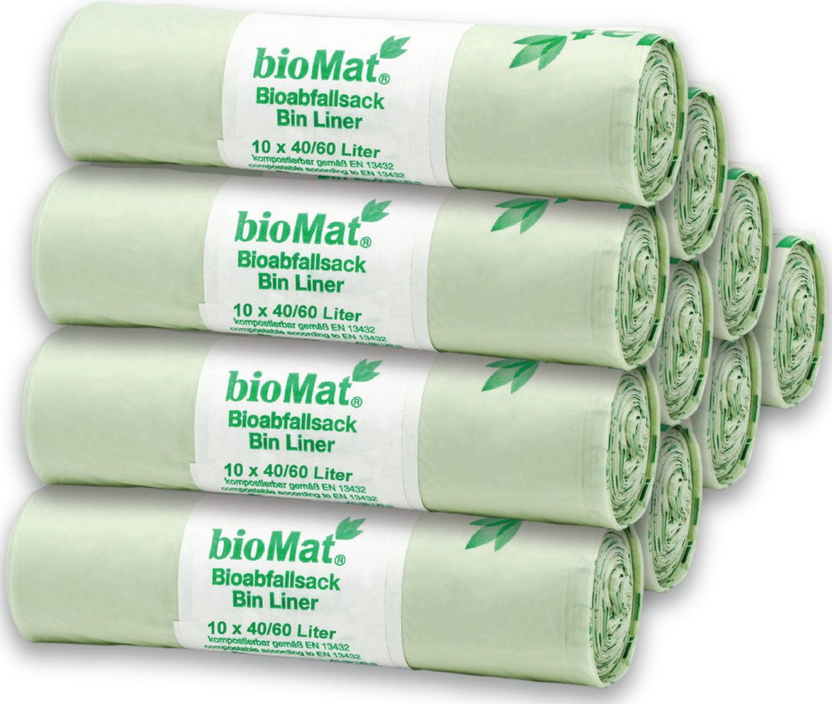 Goedkoopste BioMat Composteerbare vuilniszakken - Voordeelverpakking - 40/60 liter - Gecertificeerd - Scheurvast - Hygiënisch