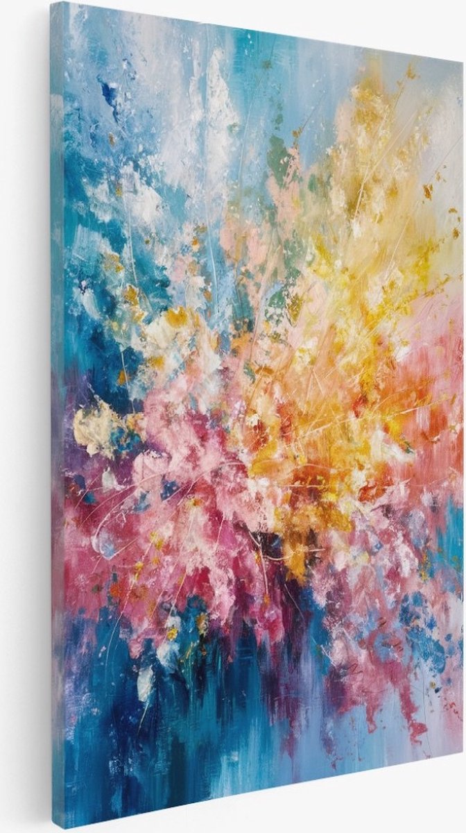 Saammp Canvas Schilderij - Bloemen - Abstract - 100x150 - Foto op canvas - Wanddecoratie - Muurdecoratie Woonkamer - Kantoor Decoratie Multicolor
