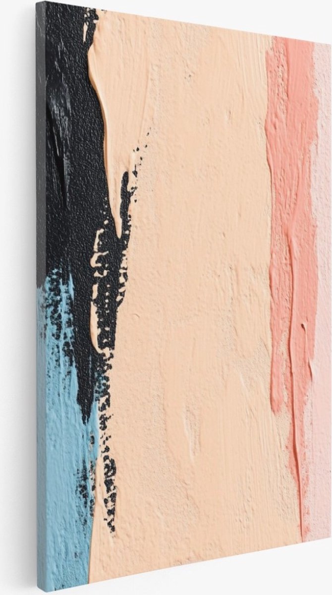 Saammp Canvas Schilderij - Pastel kleuren - Abstract kunstwerk - 60x90 - Foto op canvas - Wanddecoratie - Muurdecoratie Woonkamer - Slaapkamer decoratie - Canvas Print Multicolor