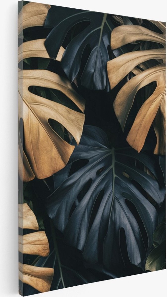 Saammp Canvas Schilderij - Goude Bladeren - Landschap - Natuur - 75x100 - Foto op canvas - Wanddecoratie - Muurdecoratie Woonkamer - Slaapkamer decoratie - Canvas Print Multicolor