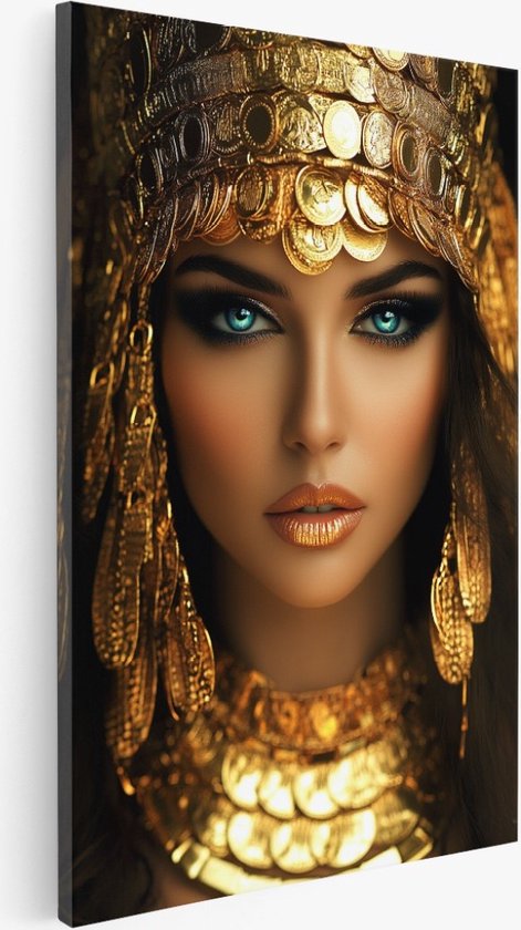Saammp - Peinture sur toile - Femme arabe - Yeux verts - Or - Abstrait - 40x60 - Photo sur toile - Décoration murale - Décoration murale Salon - Décoration chambre - Impression sur toile