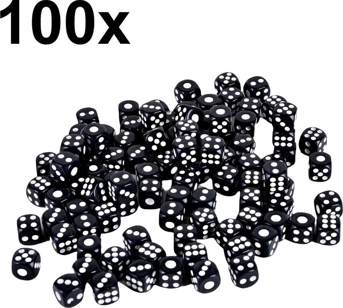 Decopatent - 100 STUKS Dobbelstenen ZWART - Dobbelsteen - Afm 1.4 x 1.4 x 1.4 Cm - Dice - Dobbelen - Zwarte Dobbelstenenset gekleurd - Yahtzee - Bordspel - Gezelschapsspel - Voor Dobbelsteen Spelletje - Set 100 stuks - Kleur: Zwart